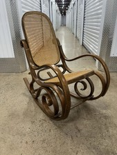 Vintage Bentwood Rocking Chair with Cane Seat and Back, Brown/Tan