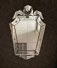 Venetian-Style Beveled Mirror-on-Mirror Wall Mirror with Faceted Glass Tile Frame — listing 4