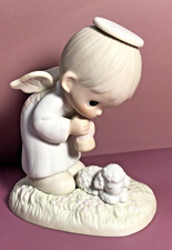 Resin Angel with Kneeling Lamb Figurine / Music Box — listing 3