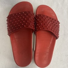Christian Louboutin Pool Fun Donna Spike White Leather Slide Sandals — listing 5