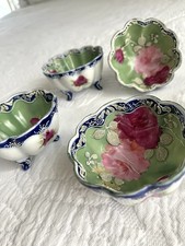 Hand-Painted Floral Porcelain Cabinet/Display Plate with Gilt Border