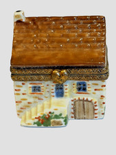 Limoges Hand-Painted Cottage House Trinket Box with Heart Clasp — listing 3