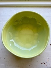 Large Glazed Ceramic Garden Planter, Ribbed Mustard-Yellow Egg-Form
