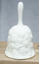 Porcelain Hand Bell with Pink Rose Trellis Pattern and Gold Trim D.N. & E.I. crown mark — listing 5