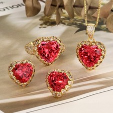 Gold-Tone Rhinestone Open Heart Pendant Necklace & Stud Earring Gift Set — listing 6
