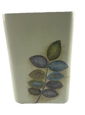 Croscill Home Ceramic Bathroom Wastebasket / Trash Can with Gold Floral Motif and Quilted Base