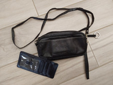 Buxton Black Leather Crossbody Organizer Wallet Bag