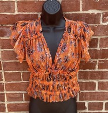 Free People Black V-Neck Long Sleeve Blouse with Peplum Hem — listing 5