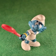 Vintage Schleich Peyo Smurf Tennis Player Figurines - Smurfette and Smurf with Rackets (Pair) — listing 2