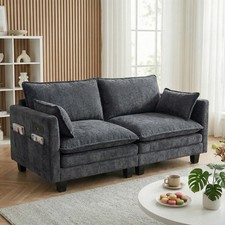 Burgundy Chenille Upholstered Settee / Loveseat with Carved Wood Frame — listing 3