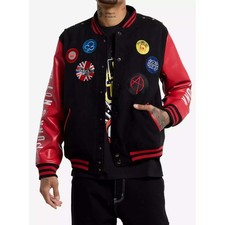 Marvel Amazing Spider-Man Baby Varsity Football Jacket, Black/White/Red, Size 12M, listing 2