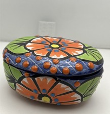 Mexican Talavera Hand-Painted Ceramic Hinged Lidded Trinket Box — listing 2