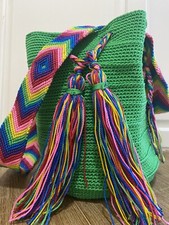 Orange and Hot Pink Handwoven Mexican Crossbody Bag with Tassels — listing 3