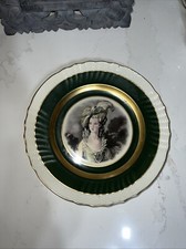 Antique Porcelain Portrait Table Lamp "Gainsborough" by Joh Peters, Forest Green & Gold Urn Form — listing 5