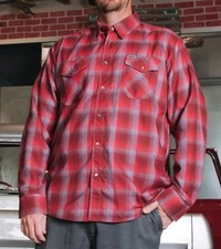 Dixxon Flannel Company "Switch Suspension" Collab Flannel Shirt, Teal/Black/Copper Plaid, Size L, listing 4