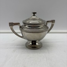 Vintage Silver-Plate Two-Handled Sugar Bowl with Repousse Melon-Lobed Body — listing 3