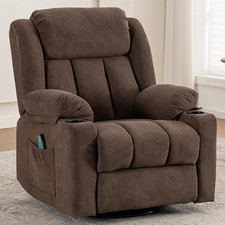 Upholstered Manual Recliner Chair in Mauve/Taupe Corduroy Fabric — listing 6