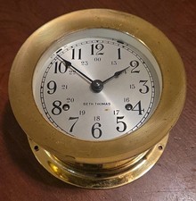 Seth Thomas Eight Day Ships Lever Wall Clock, Oak Case, 10 1/2 inch