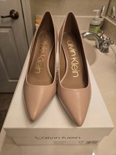 Calvin Klein Gayle Pointed-Toe Stiletto Pumps in Pewter Metallic Leather — listing 5