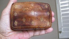 Antique Black Leather Jewelry Box with Lift-Out Velvet Tray, Lock and Tasseled Key