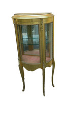 Hollywood Regency Gold Leaf Curio Display Cabinet with Glass Shelves — listing 4