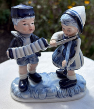 Vintage Ceramic Dutch Boy and Girl Kissing Figurines, Hand-Painted Pair