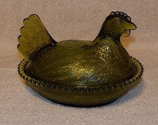 Green Glass Hen on Nest Covered Candy Dish — listing 6