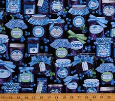 Vintage Cotton Fabric with Red Diagonal Lattice and Blueberry Print — listing 3