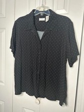 Liz Claiborne Women's Black & White Polka Dot Blouse, Size XXL
