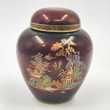 Vintage Japanese Lacquer-Style Porcelain Bud Vase with Pagoda Landscape — listing 6