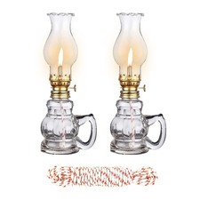 Vintage Kerosene Oil Lamp with Copper/Brass Font Base and Clear Glass Chimney