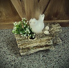 Rustic Farmhouse Bird Print on Wood Panel with Distressed Frame & Metal Corner Brackets