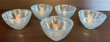 Vintage Blue Swirl Glass Serving Bowl with Scalloped Rim — listing 4