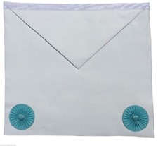 Masonic Craft Lodge Officer's Apron with Light Blue Silk Trim, Rosettes, and Silver Bullion Tassels — listing 5