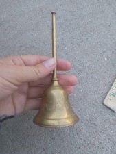 Vintage Etched Brass Hand Bell with Floral Engraving, listing 3