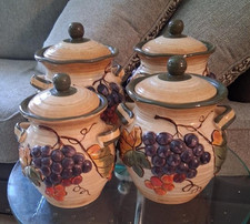 Certified International Firenze Ivory Ceramic Canister with Lid (from 3-pc Canister Set #22606) Complete 3-piece set