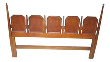 Vintage Mediterranean/Spanish Revival Carved Wood Arched Headboard, Full or Queen Size — listing 3