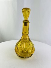 Amber Moon and Star Glass Footed Compote / Crimped Ruffle-Rim Vase — listing 2
