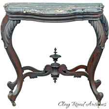Antique Victorian Marble-Top Walnut 3-Drawer Dresser with Carved Fruit Pulls