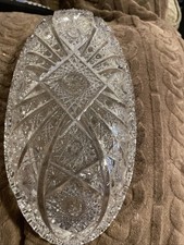 Cut Crystal Diamond & Cross-Hatch Footed Celery/Thistle Vase with Star-Cut Base