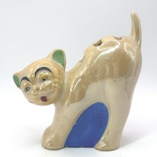 Vintage Japan Bisque Figural Toothbrush Holder - Blonde Boy in Blue Overalls on Bench with Dog — listing 4