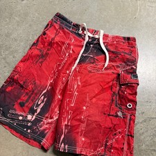 Oakley Vintage Y2K Colorblock Boardshorts, Cream & Red, Size 31 — listing 2