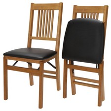 Stakmore Folding Side Chair with Green Vinyl Upholstery, Spanish Revival Style — listing 6