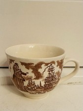 Vintage Brown Transferware Floral Teacup — listing 2