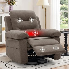 Brown Chenille Upholstered Rocker Recliner Chair with Rolled Arms — listing 4