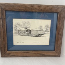 Signed Limited Edition Etching of Covered Bridge "Reflections" 15/50 — listing 3