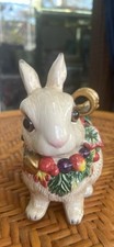 Fitz and Floyd Dutch Rabbits Cabbage Leaf Serving Dish / Divided Tray with Twin Bunny Figural Ends — listing 3