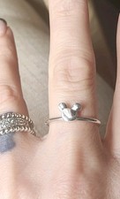 Disney Mickey Mouse Mickey Mouse Silhouette Band Ring Black Enamel Silver Tone — listing 6