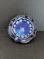 Hand-Blown Clear Crackle Glass Nappy Dish with Applied Loop Handle — listing 3