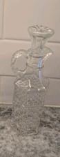 Antique Cut Glass Oil Cruet Jug, Clear Crystal with Star and Fan Motif, Trefoil Spout, 5.75" Tall — listing 6